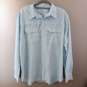 Fish Hippie Performance Shirt Men XL Blue White Plaid Long Sleeve Fishing